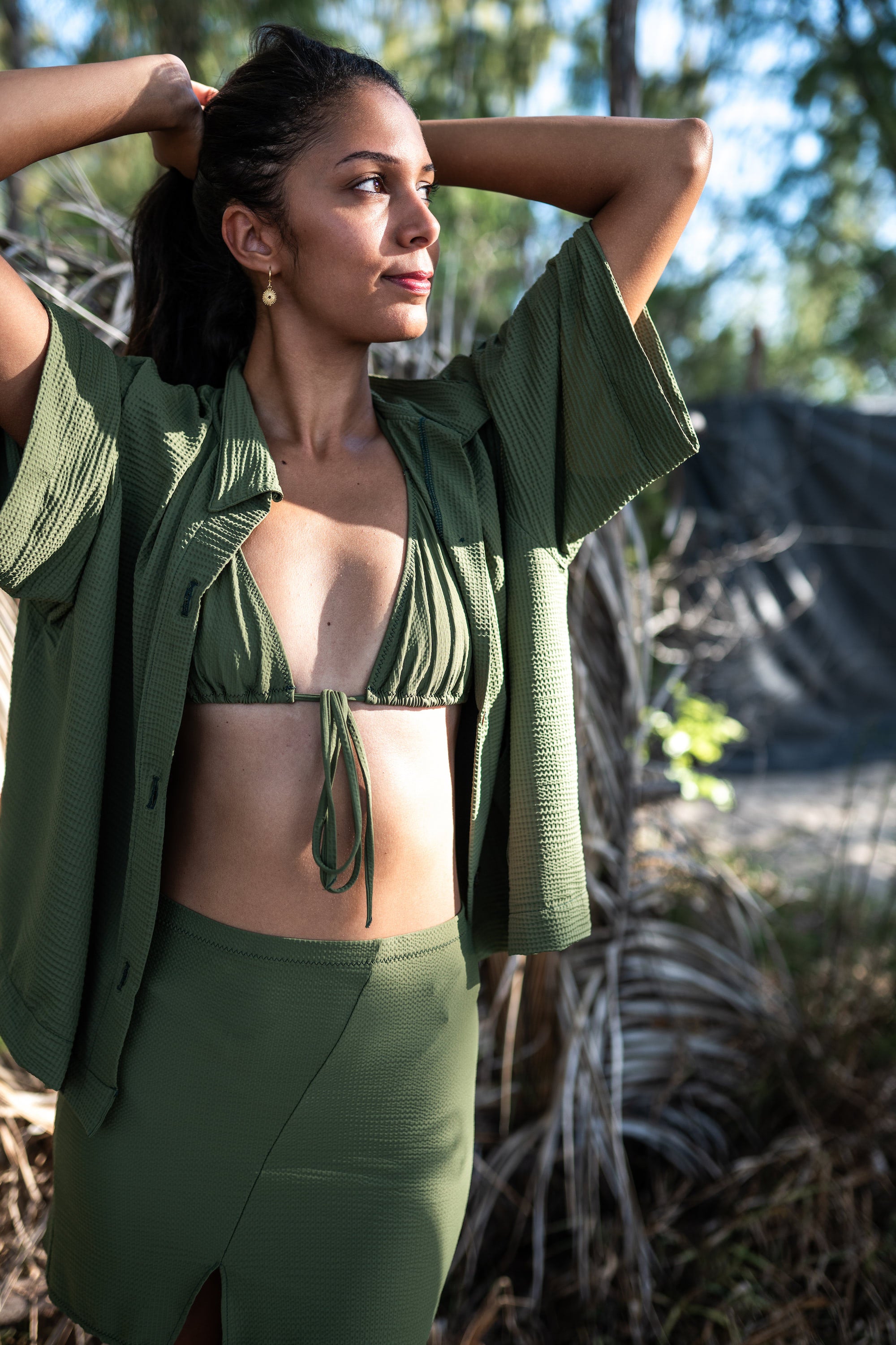 Aima Dora - Beach A-Line Skirt - Front / Sugar Cane - Sugar Cane