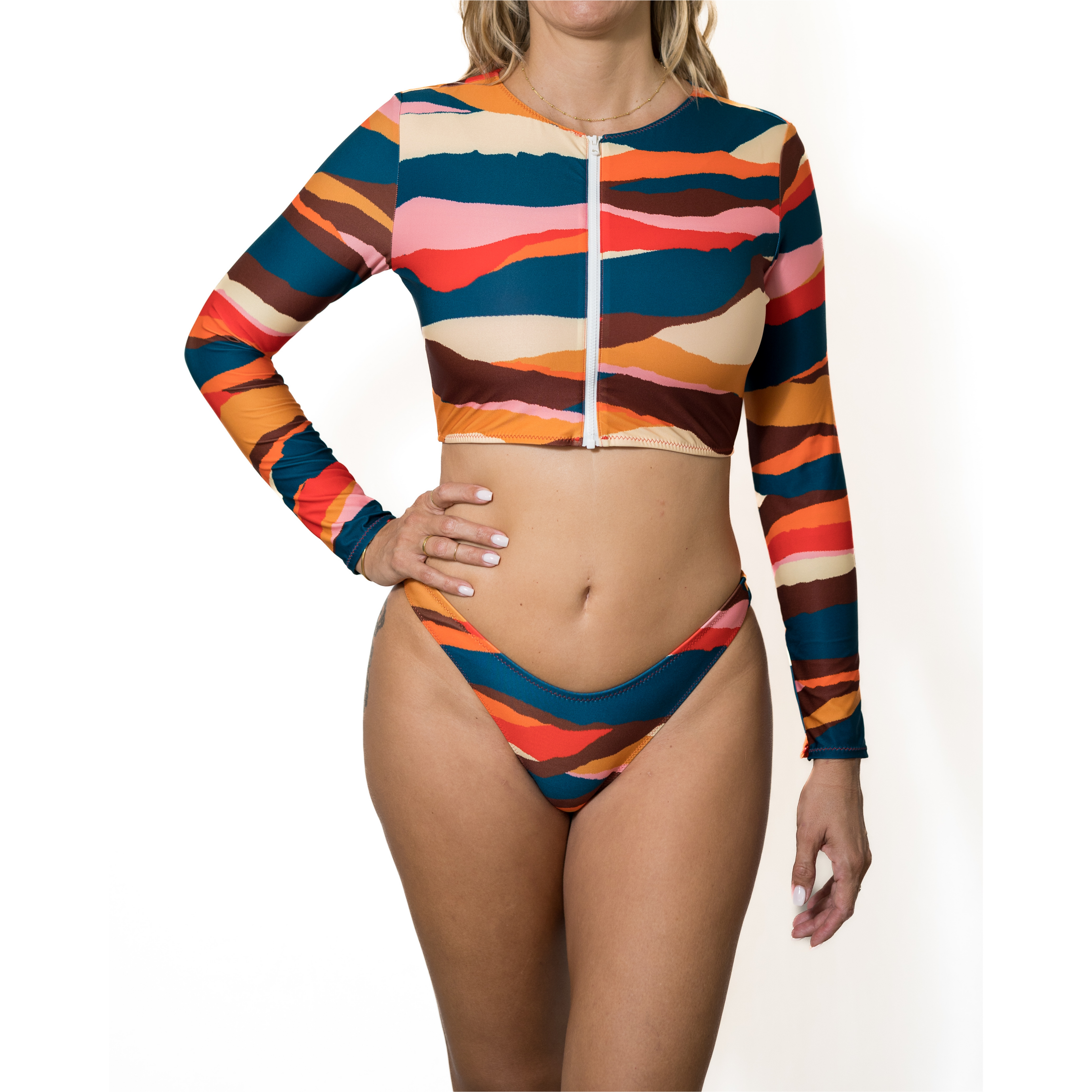 Zip Up Short Rash Guard - UPV 50+ sun protection - Front / Chamarel - Chamarel