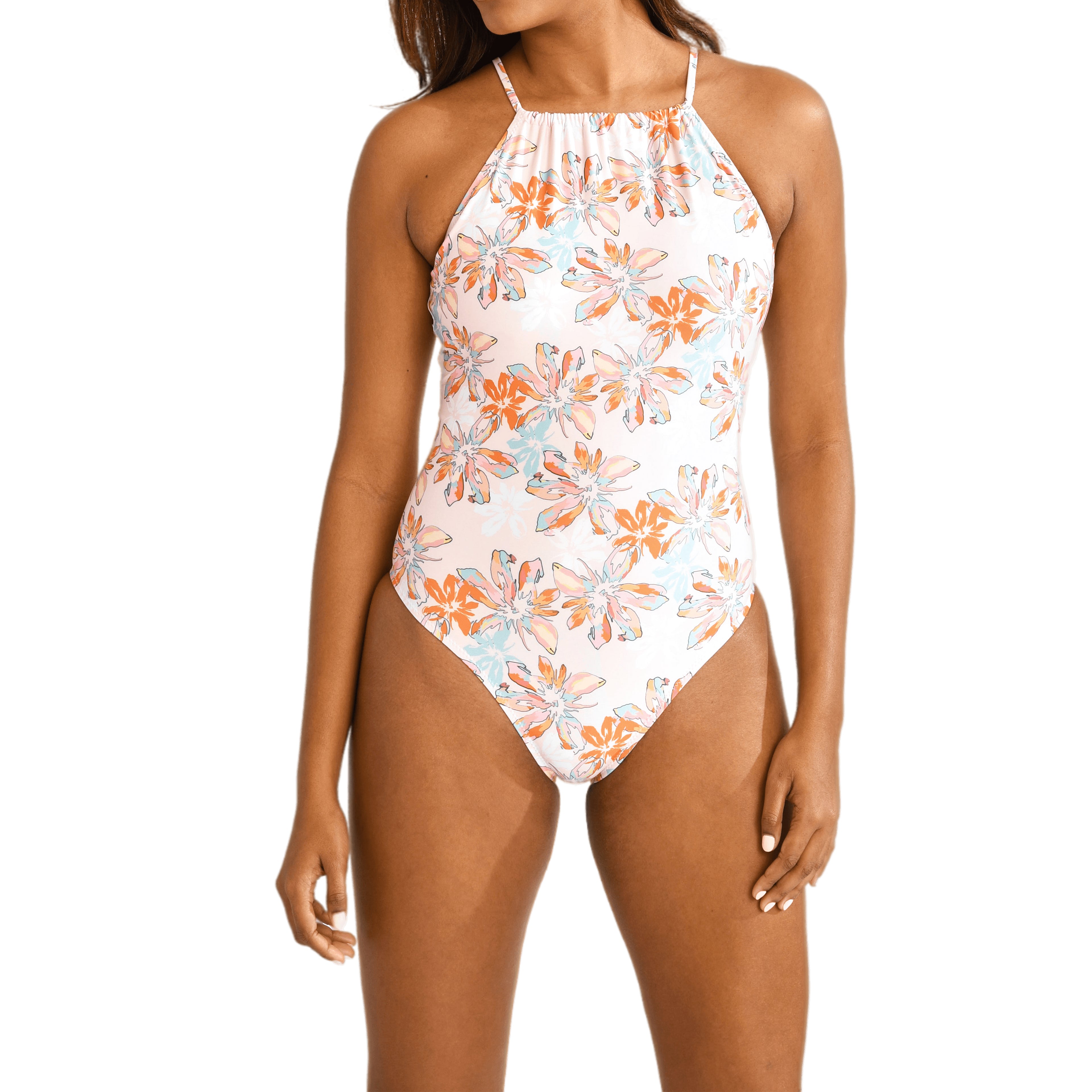 Aima Dora - High Neck Swimsuit - Front / Hibiscus - HIbiscus