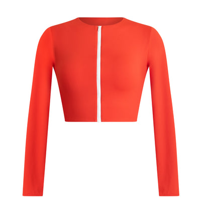 Aima Dora - Zip Up Short Rash Guard - UPV 50+ sun protection - Front / papaya-solo - papaya-solo