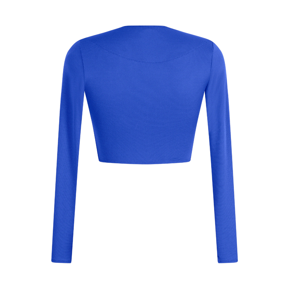 Aima Dora - Zip Up Short Rash Guard - UPV 50+ sun protection - Rear / Blue Wave - Blue Wave