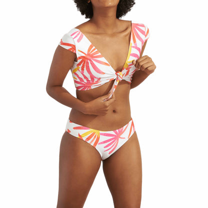 Aima Dora - Wrap Crop Top - Front / Tropical Leaves - Tropical Leaves